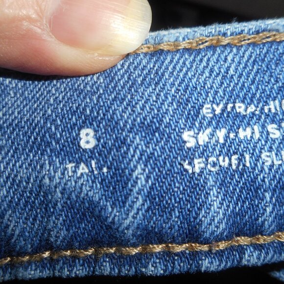 OLD NAVY women's button fly jeans, nice jeans, Tall, sz 8  blue jeans - Picture 5 of 12